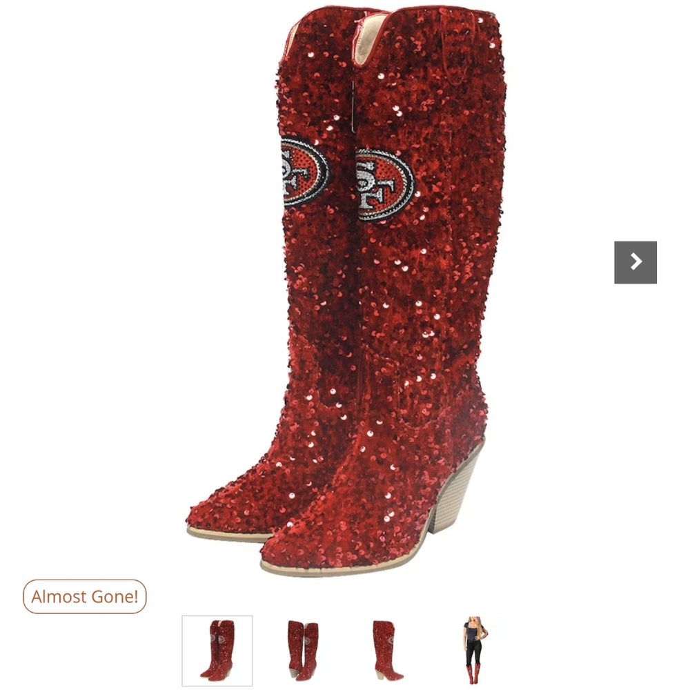 ISO 49ers sequin knee high boots
